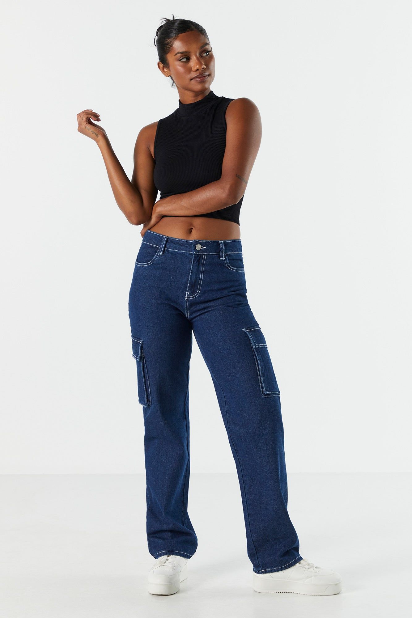 Solid Seamless Ribbed Mock Neck Skimmer Tank sold by Urban Planet product image thumbnail 7