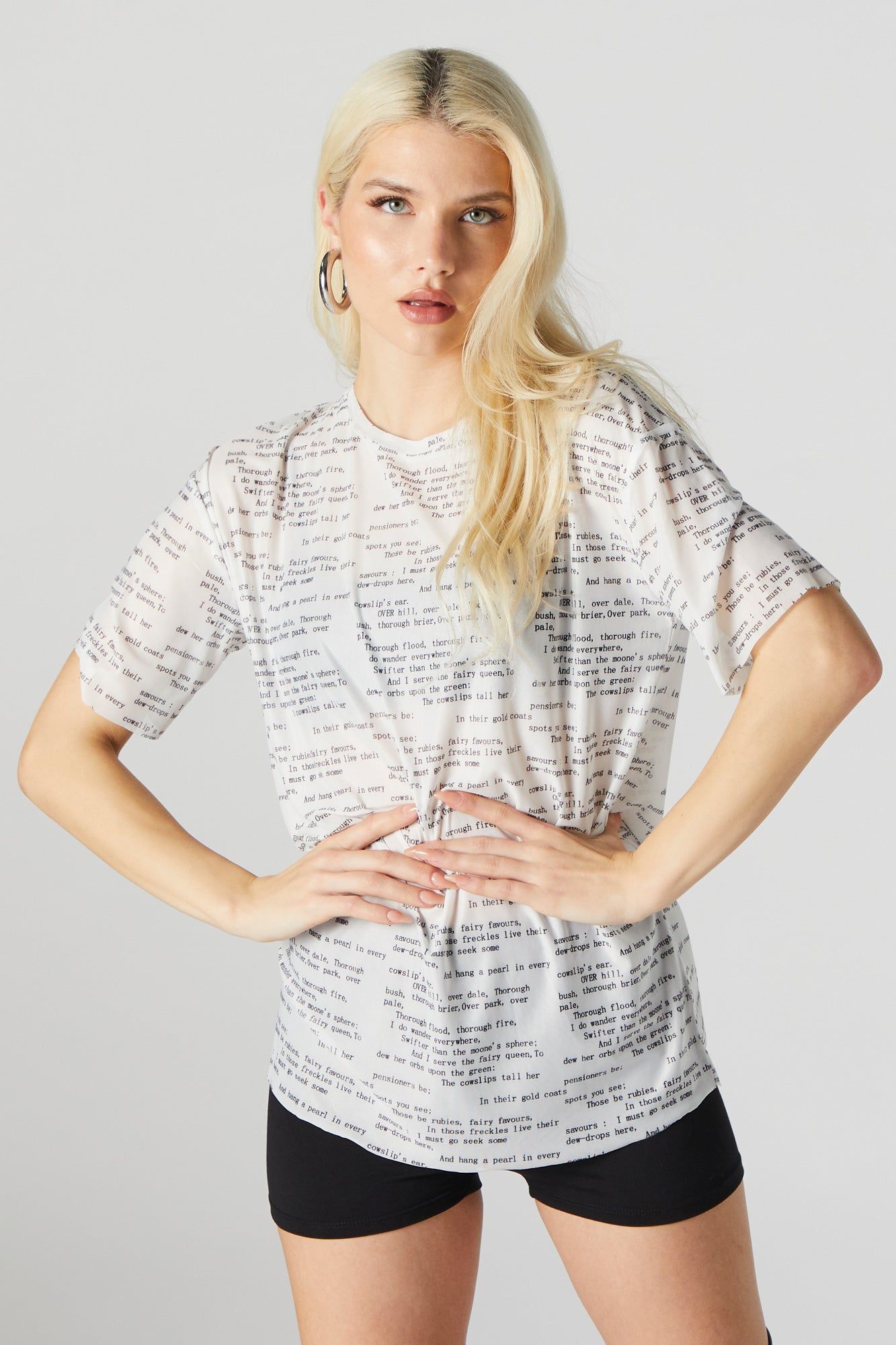 Text Print Mesh Crewneck T-Shirt sold by Urban Planet