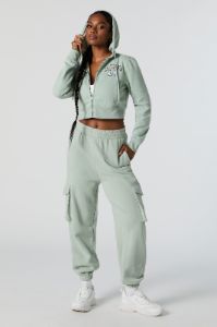 California Twill Embroidered Cropped Hoodie sold by Urban Planet