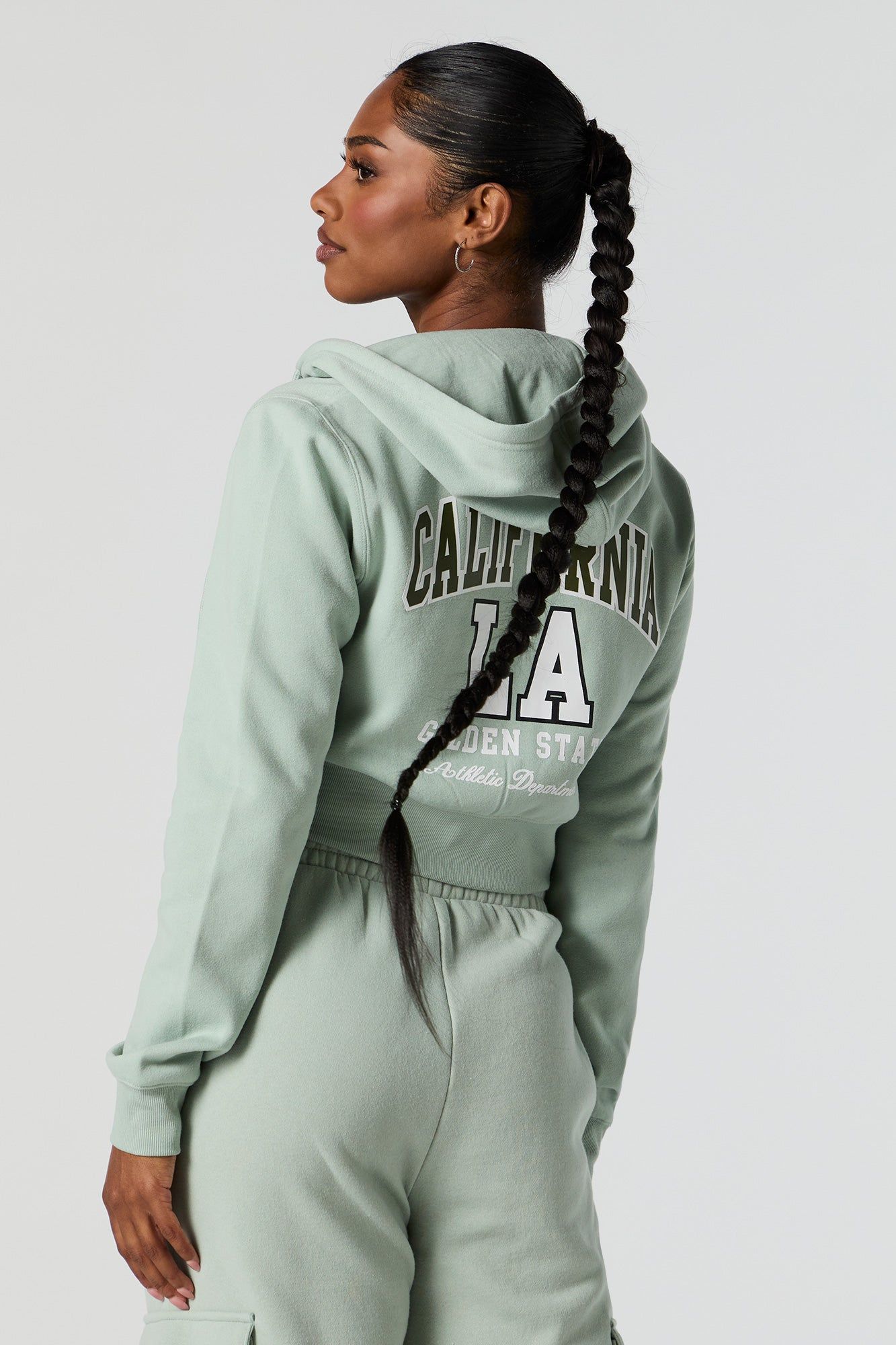 California Twill Embroidered Cropped Hoodie sold by Urban Planet product image thumbnail 2