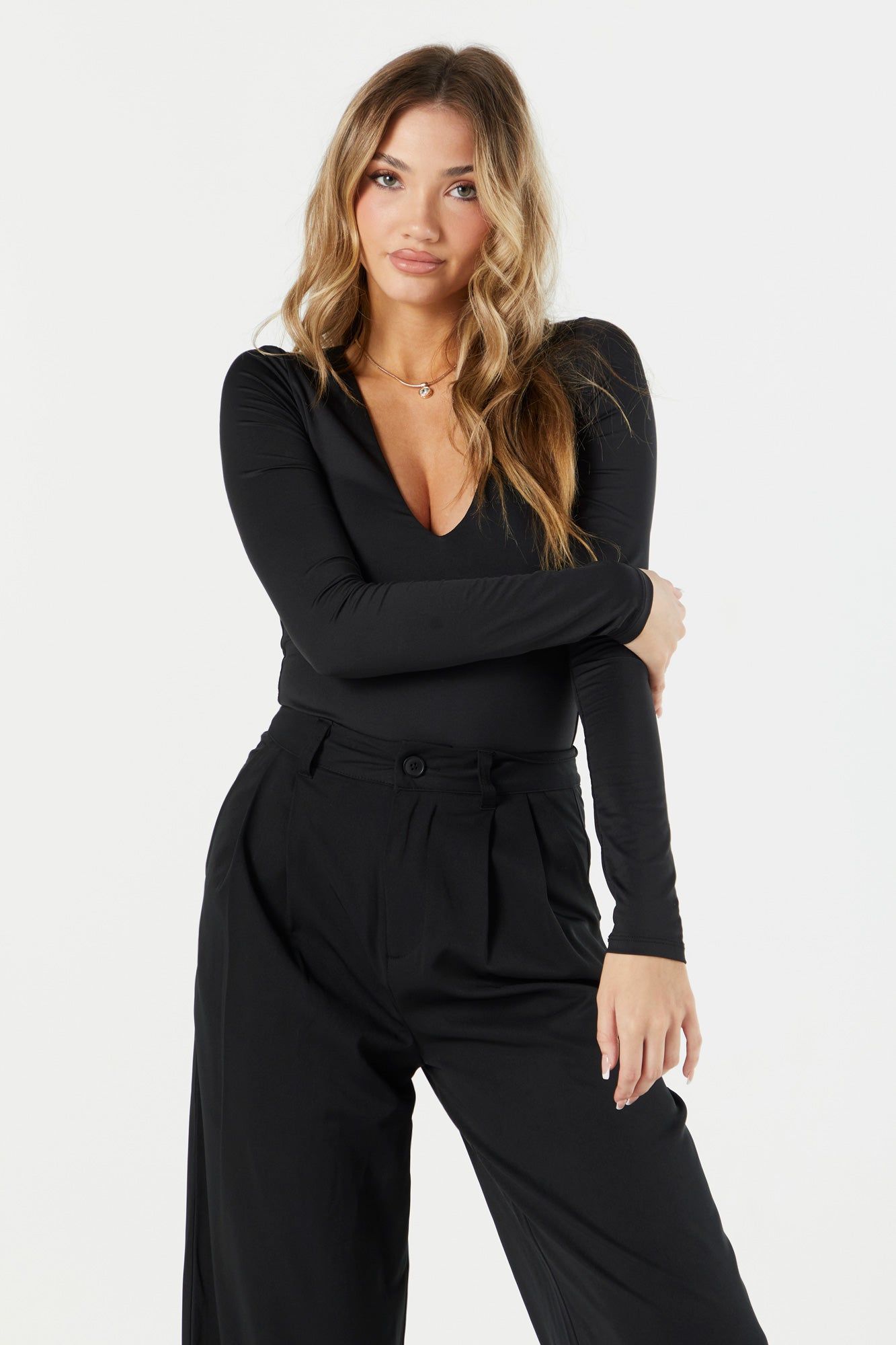 Contour V-Neck Long Sleeve Bodysuit sold by Urban Planet product image thumbnail 6