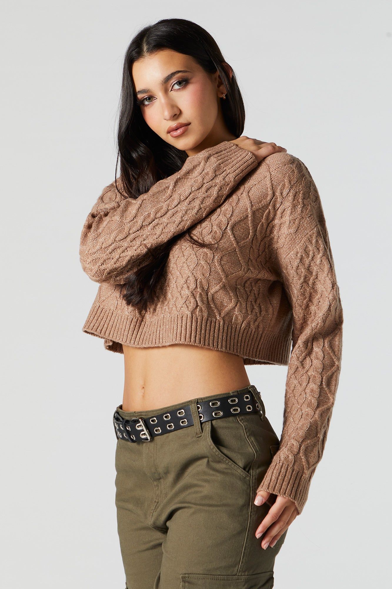 Cable Knit Cropped Sweater sold by Urban Planet