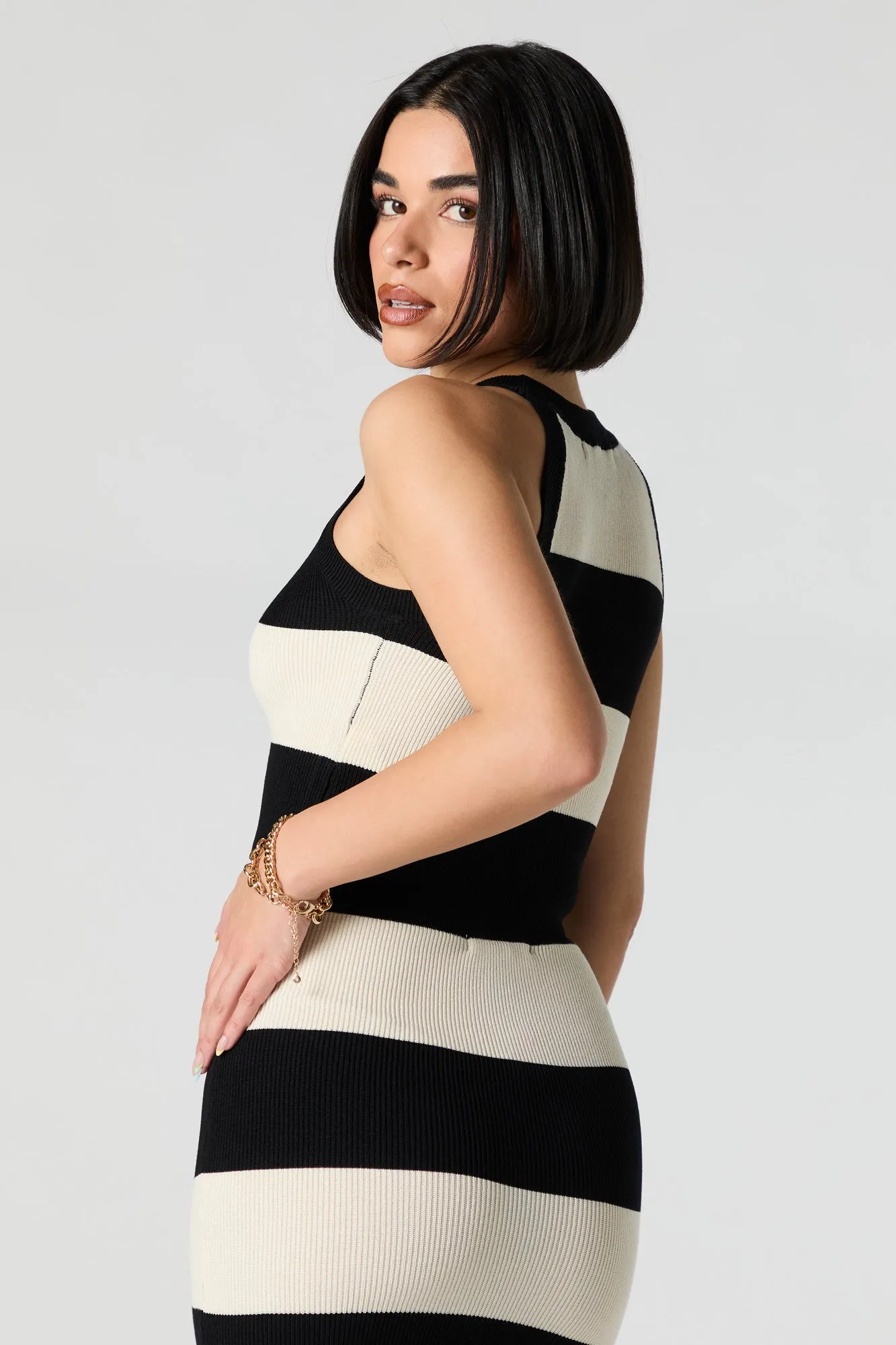 Débardeur court en tricot côtelé à rayures larges sold by Urban Planet product image thumbnail 2