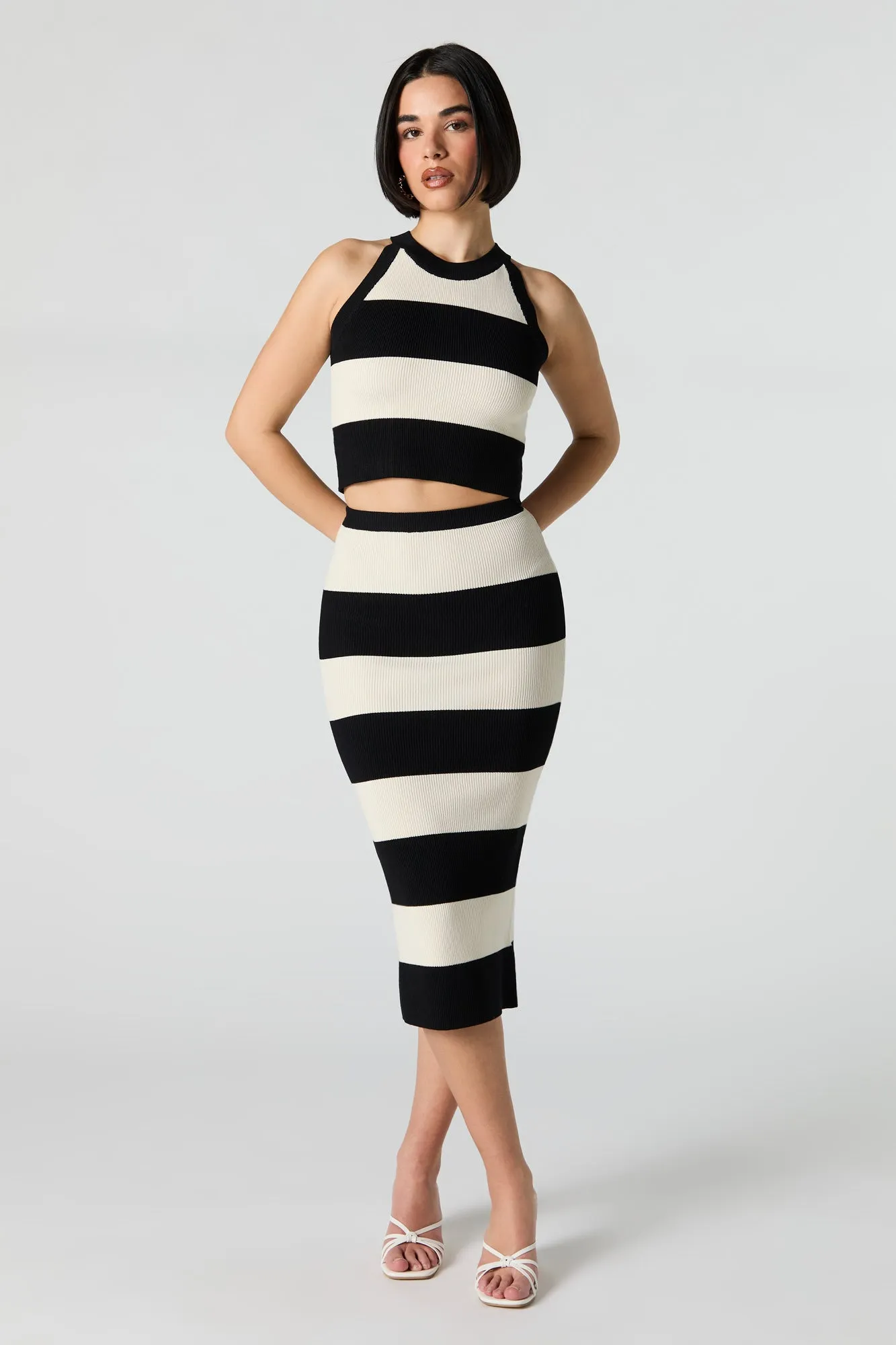 Débardeur court en tricot côtelé à rayures larges sold by Urban Planet product image thumbnail 3