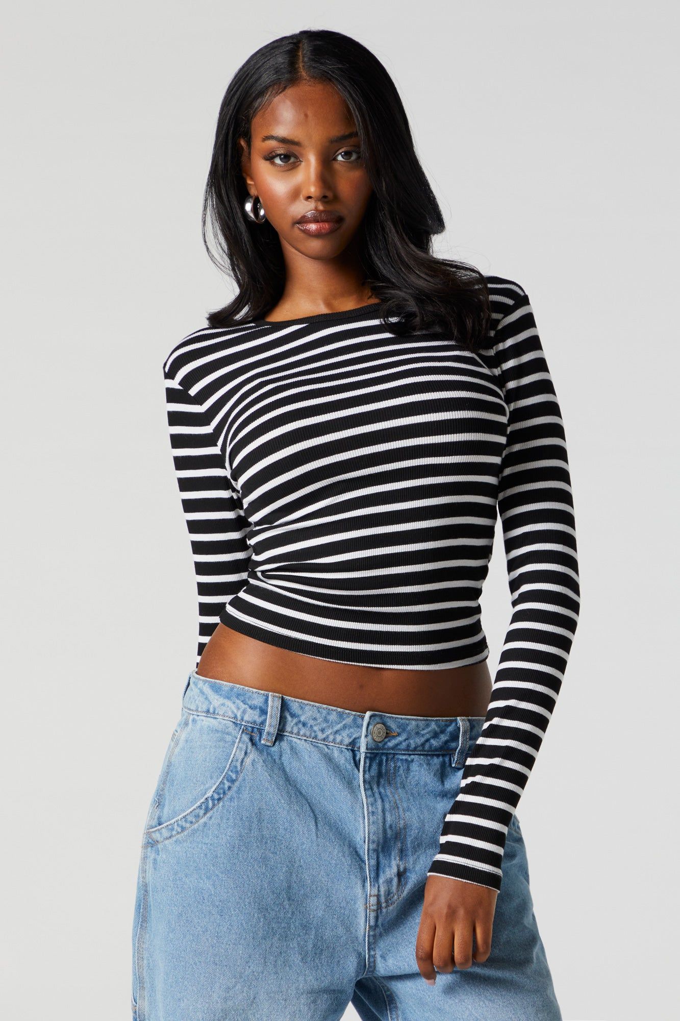 Ribbed Crewneck Long Sleeve Top sold by Urban Planet