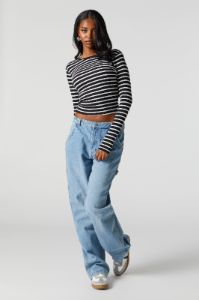 Ribbed Crewneck Long Sleeve Top sold by Urban Planet