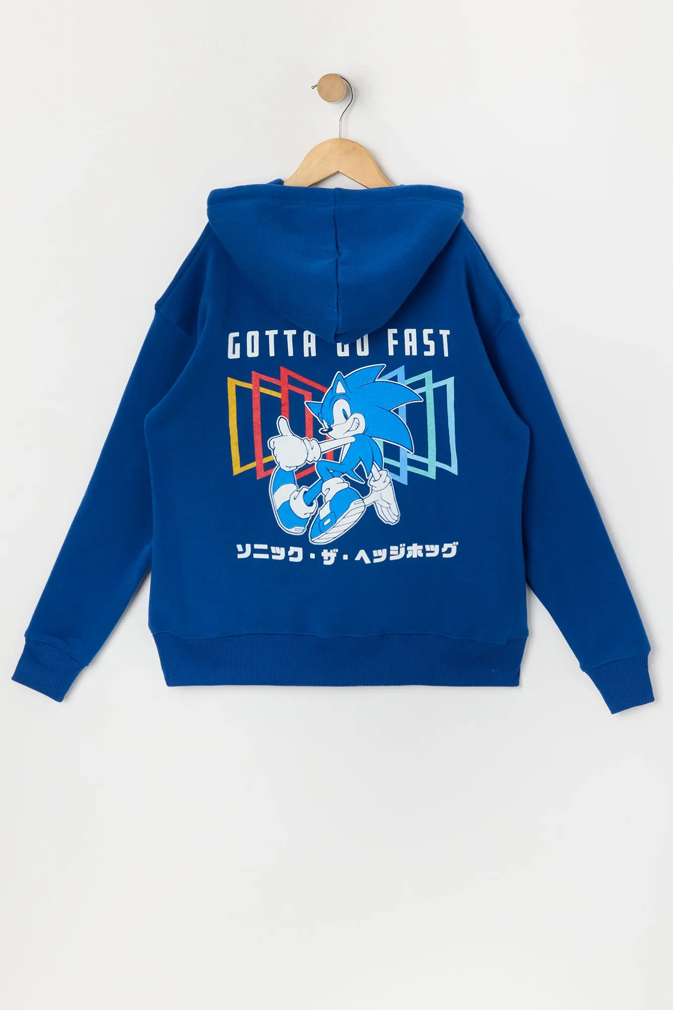 Haut à capuchon en molleton avec imprimé Sonic Go Fast Graphic Fleece Hoodiepour garçon sold by Urban Planet