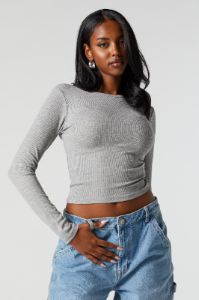 Ribbed Crewneck Long Sleeve Top sold by Urban Planet