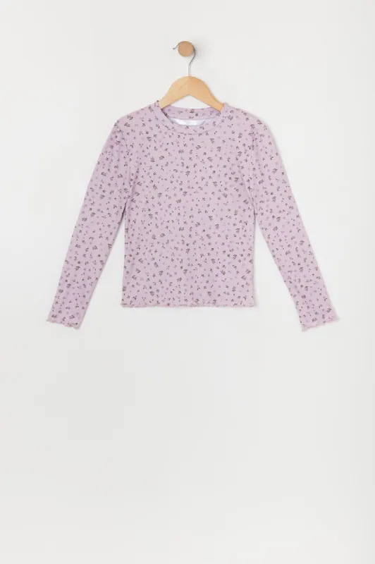 Haut fleuri à manches longues avec ourlet volanté pour fille sold by Urban Planet
