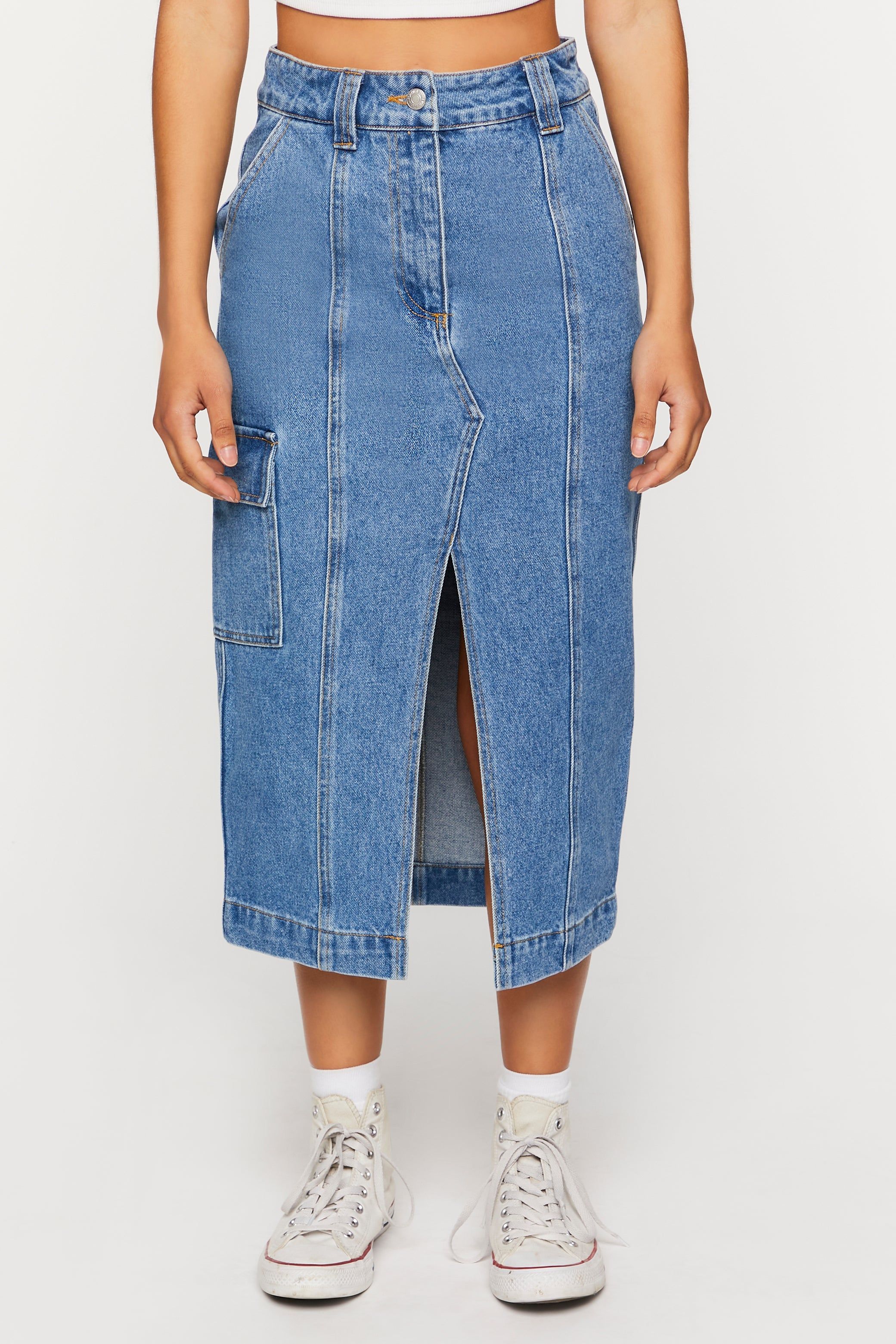Jupe maxi en denim avec fente sold by Urban Planet product image thumbnail 4