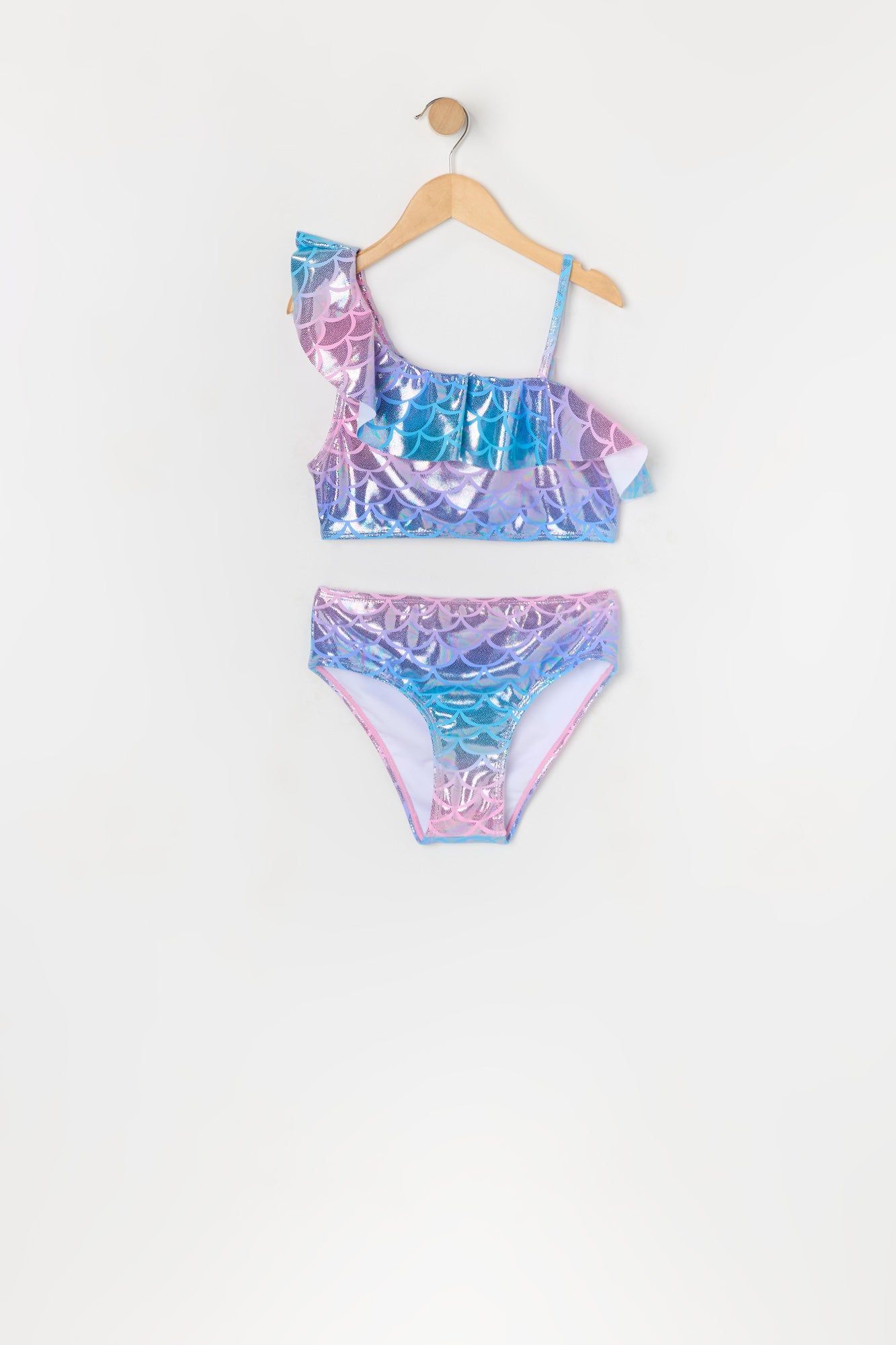 Girls Mermaid Print One Shoulder 2 Piece Swimsuit sold by Urban Planet