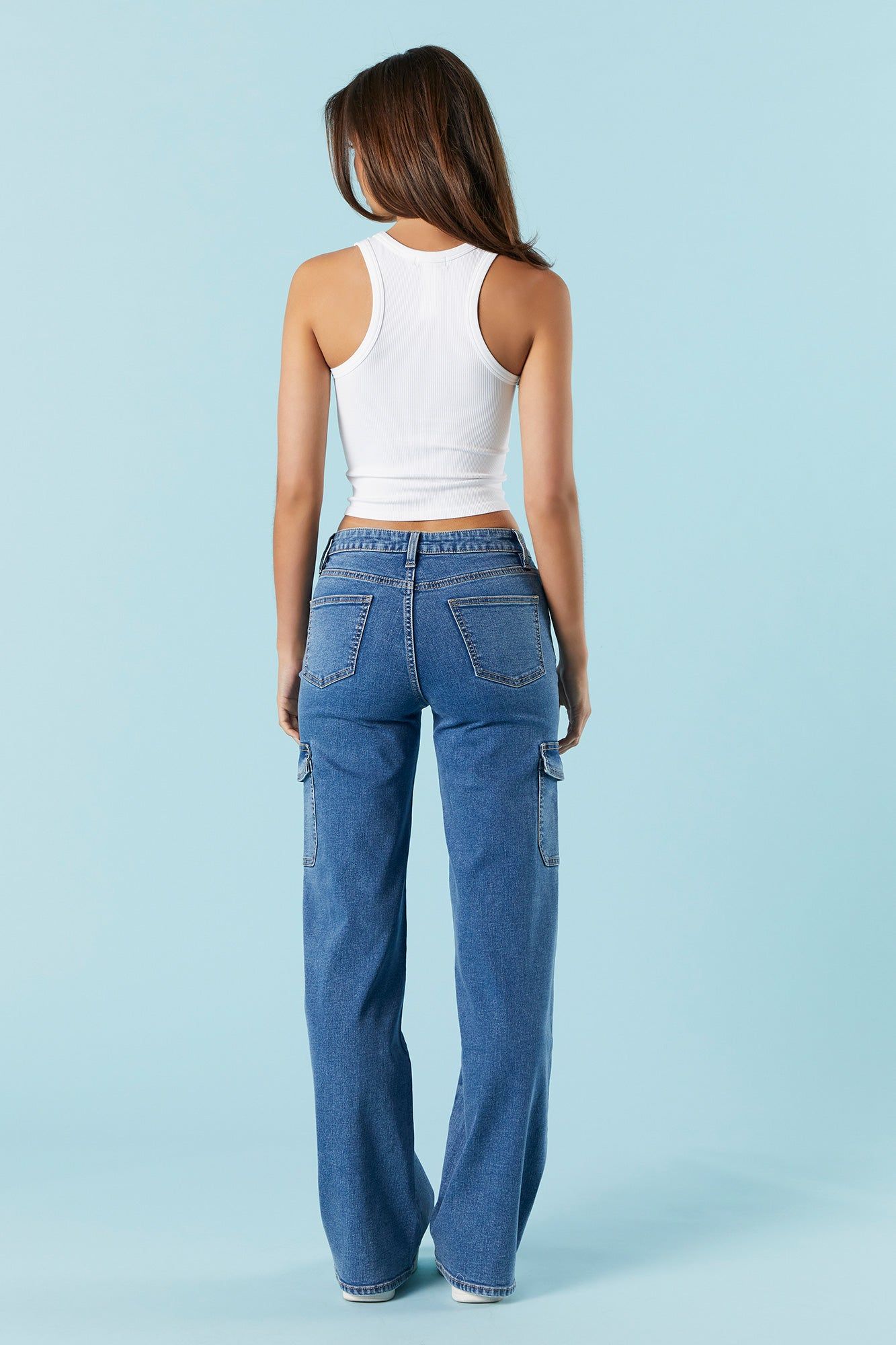 Medium Wash High Rise Stretch Cargo Jean sold by Urban Planet product image thumbnail 3