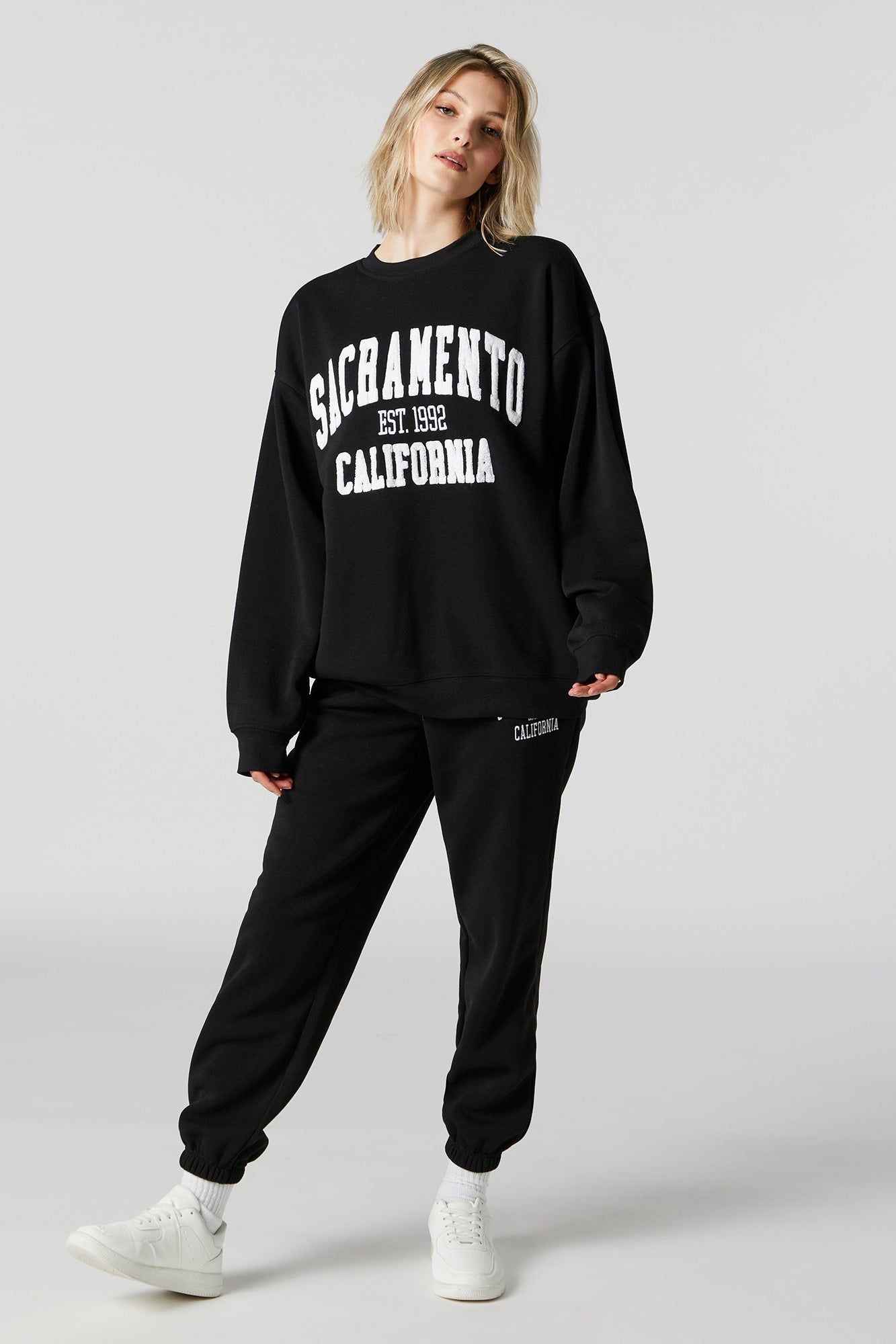Chenille Embroidered Sacramento Fleece Sweatshirt sold by Urban Planet product image thumbnail 3