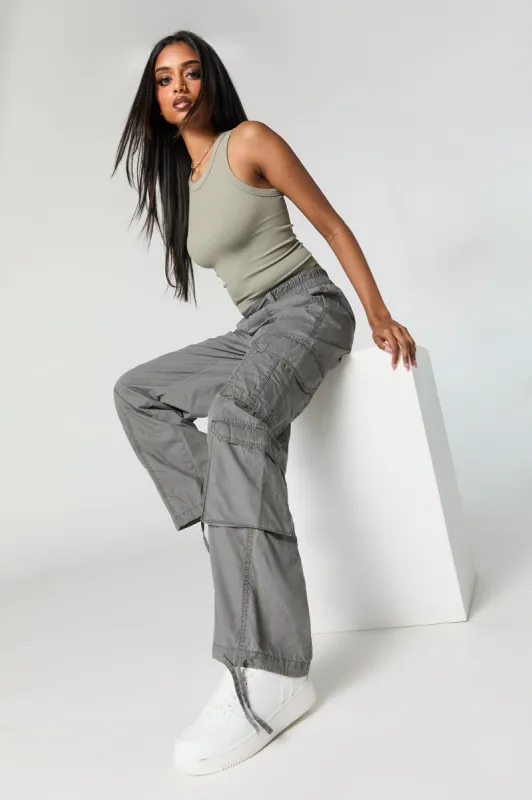 Self Tie Hem Straight Leg Multi Pocket Cargo Pant sold by Urban Planet