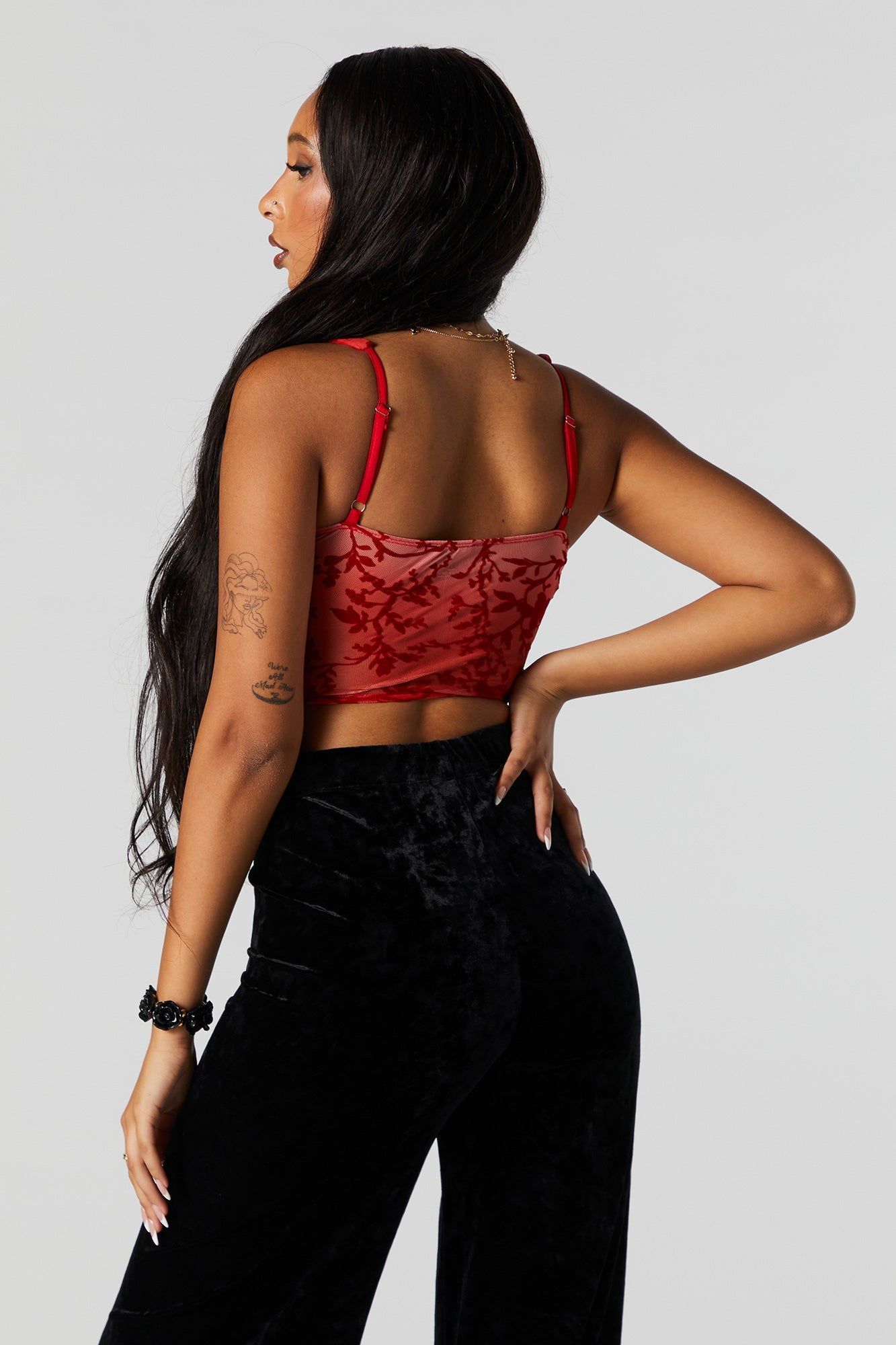 Floral Mesh Red Corset Top sold by Urban Planet product image thumbnail 3
