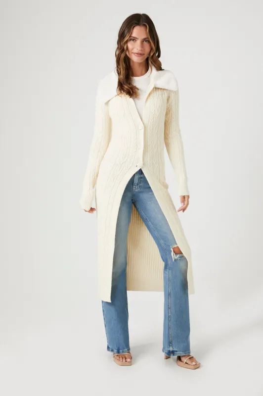 Faux Fur-Trim Cardigan Sweater sold by Urban Planet
