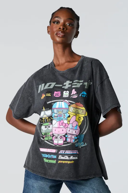 Hello Kitty Racers Graphic Washed Boyfriend T-Shirt sold by Urban Planet