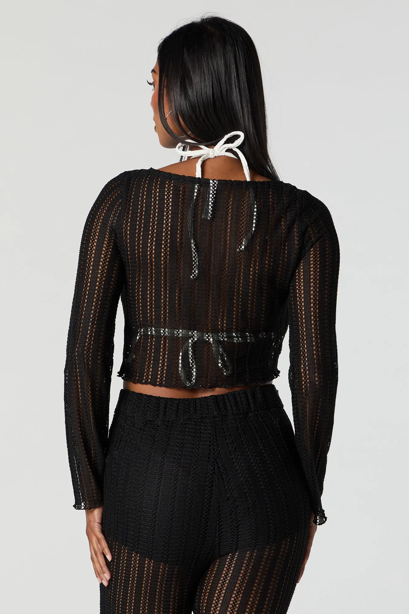 Crochet Cropped Long Sleeve Cover Up sold by Urban Planet product image thumbnail 5