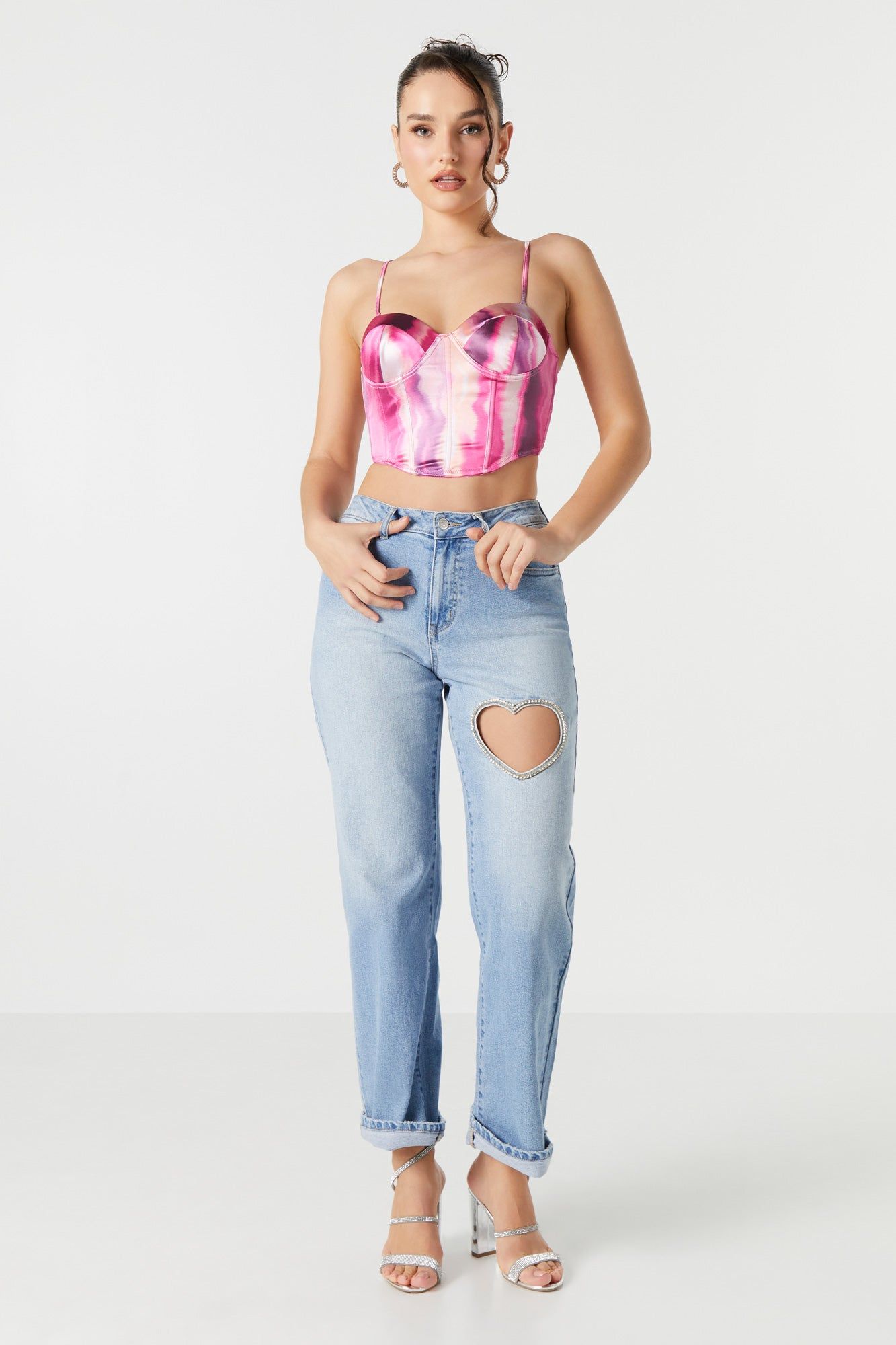 Abstract Print Satin Corset Top sold by Urban Planet product image thumbnail 3