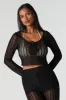 Crochet Cropped Long Sleeve Cover Up sold by Urban Planet