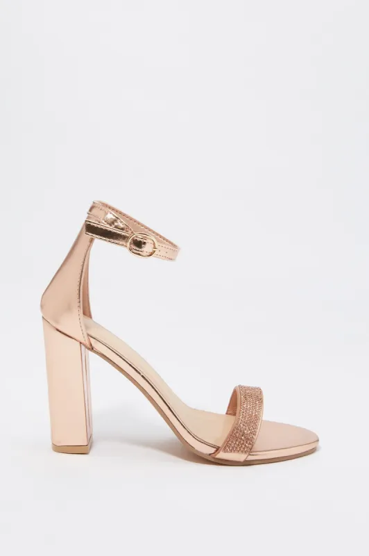 Metallic Rhinestone Band High Heel sold by Urban Planet
