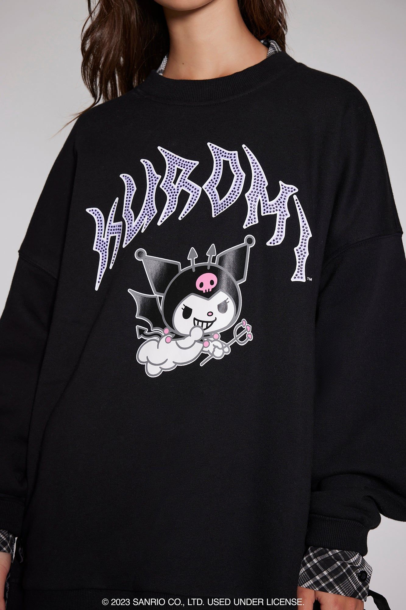 Rhinestone Kuromi Graphic Fleece Sweatshirt sold by Urban Planet product image thumbnail 5