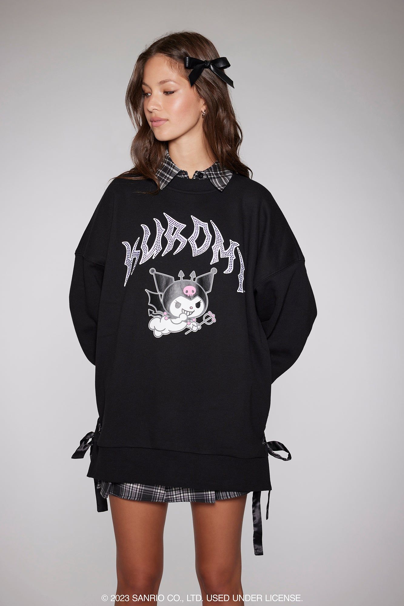 Rhinestone Kuromi Graphic Fleece Sweatshirt sold by Urban Planet