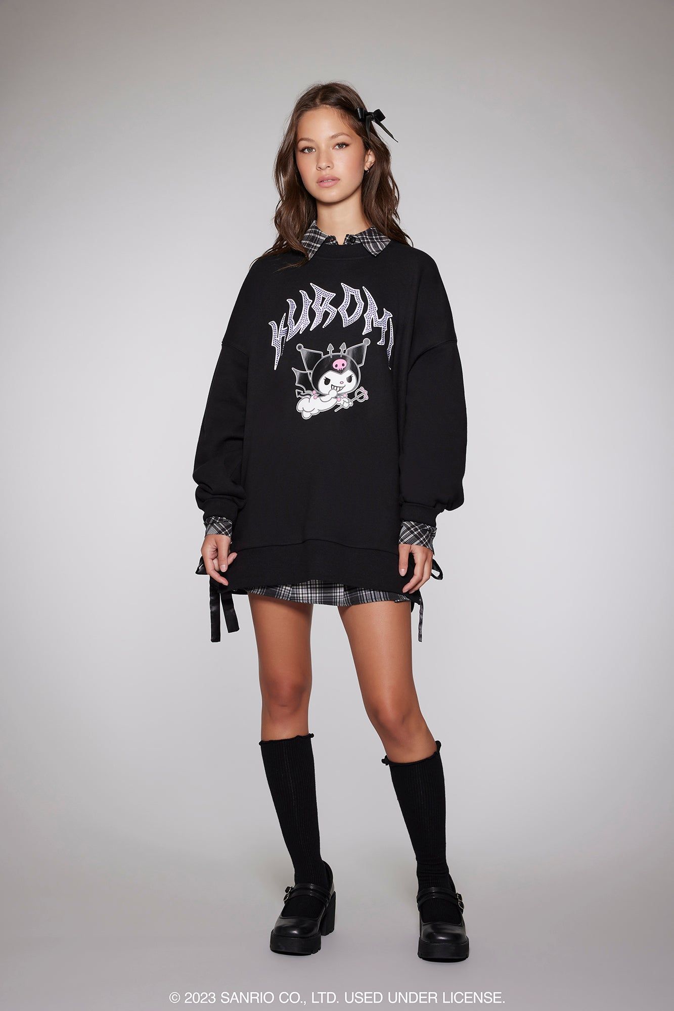 Rhinestone Kuromi Graphic Fleece Sweatshirt sold by Urban Planet product image thumbnail 4