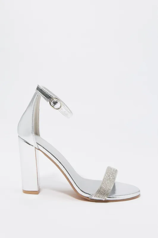 Silver Rhinestone Band High Heel sold by Urban Planet