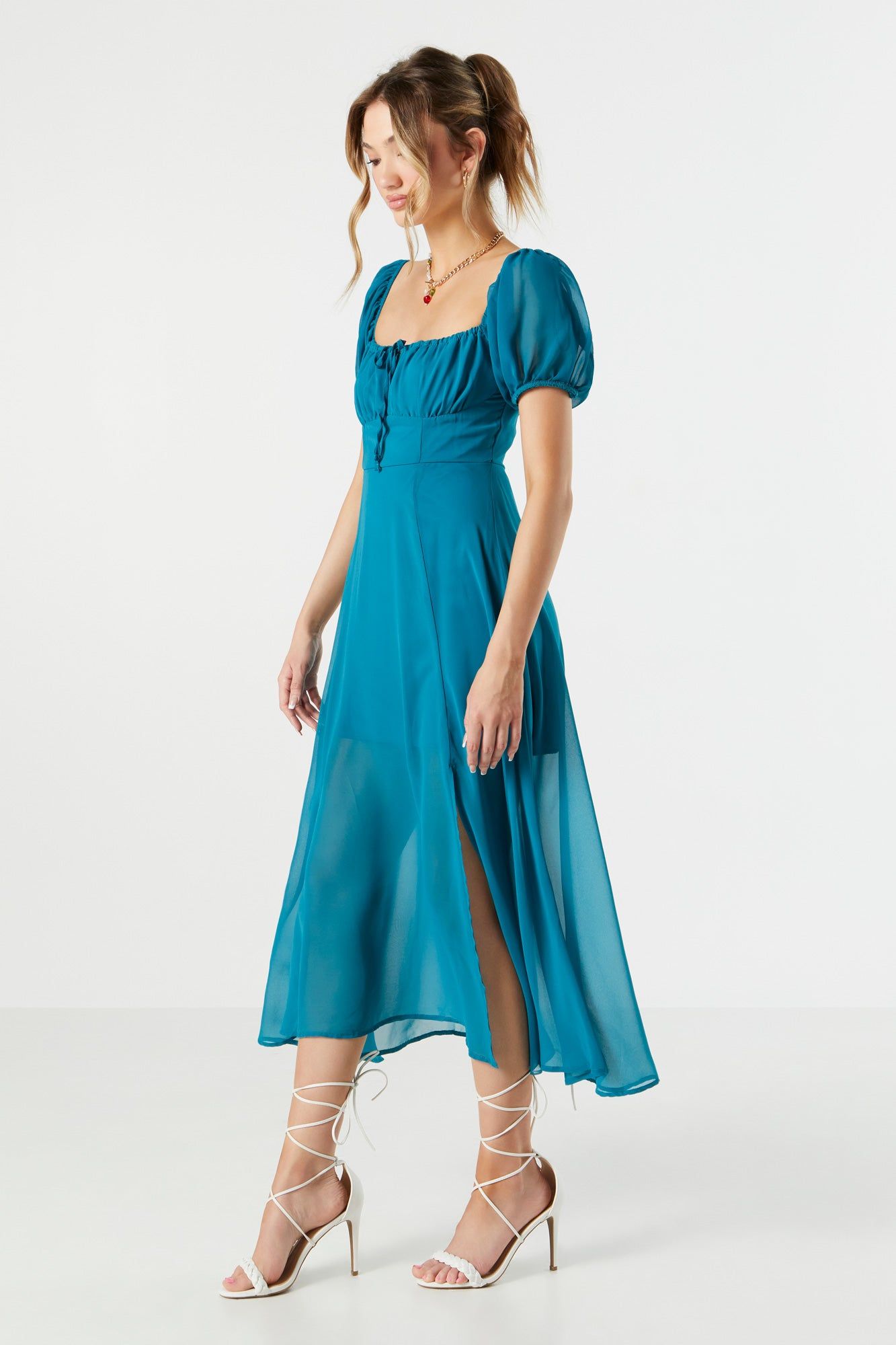 Chiffon Milkmaid Midi Dress sold by Urban Planet product image thumbnail 6