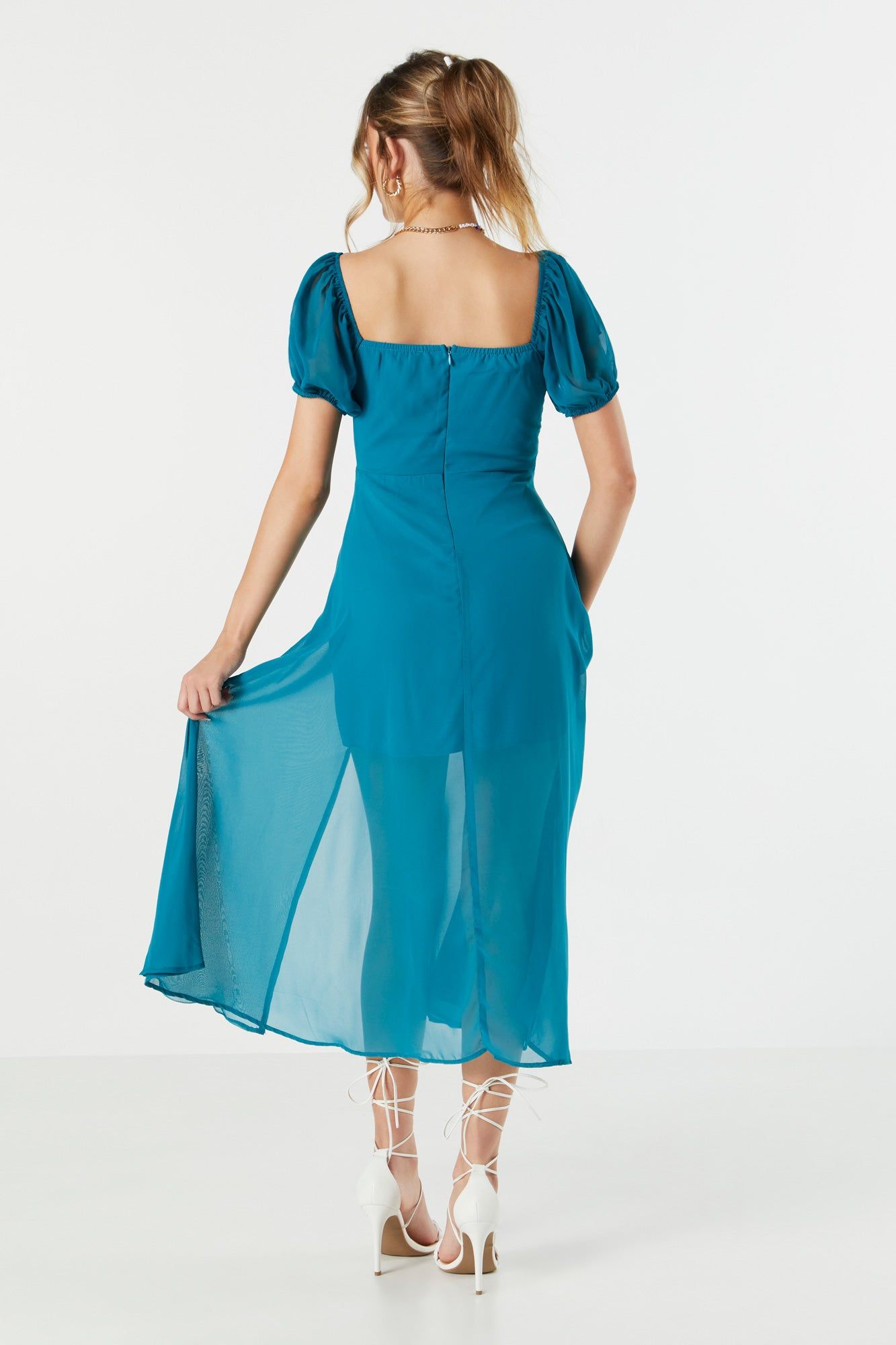 Chiffon Milkmaid Midi Dress sold by Urban Planet product image thumbnail 5