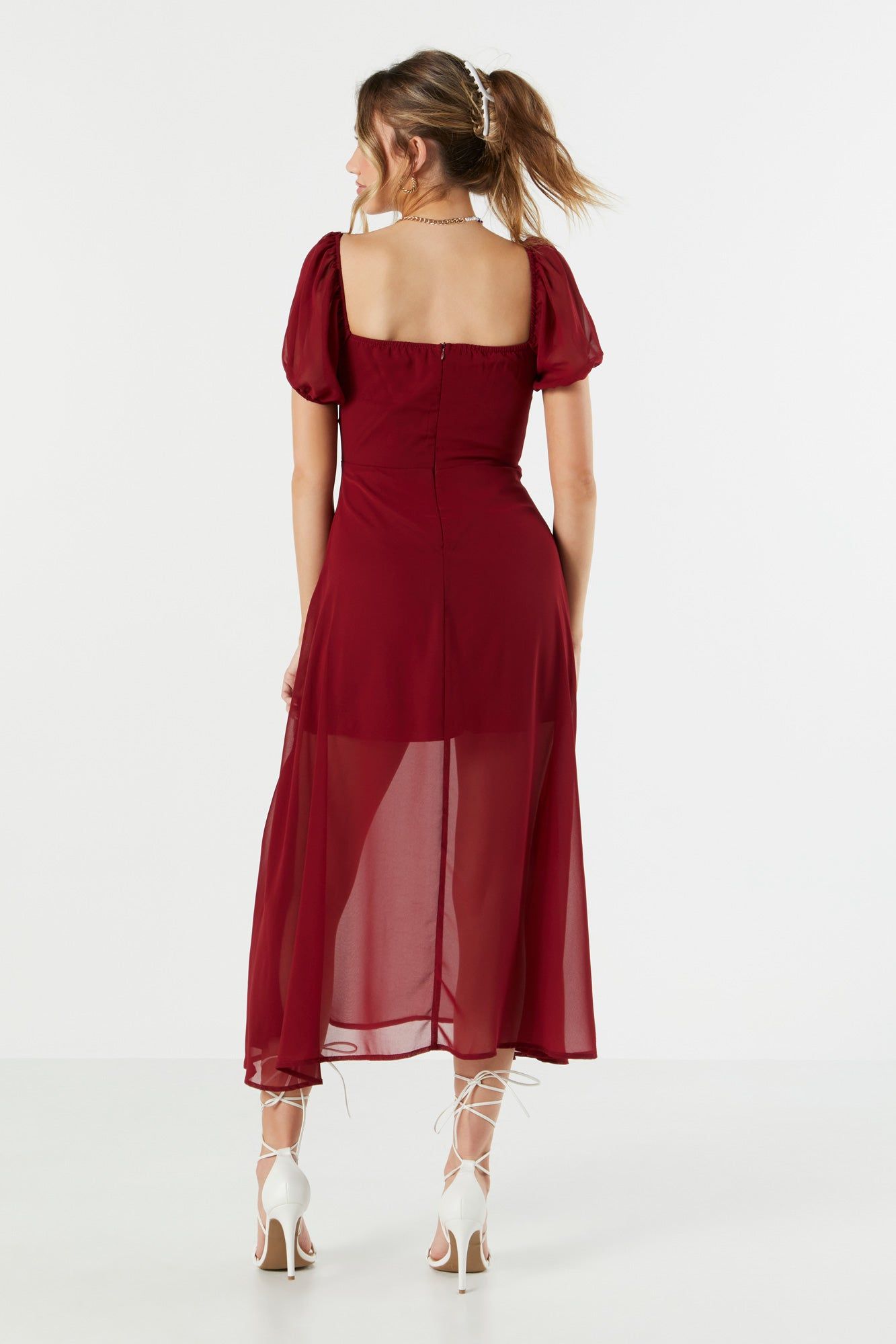 Chiffon Milkmaid Midi Dress sold by Urban Planet product image thumbnail 2
