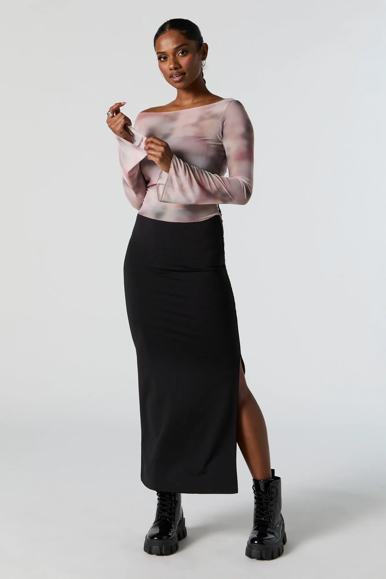 Pink Mesh Bell Sleeve Top sold by Urban Planet product image thumbnail 4