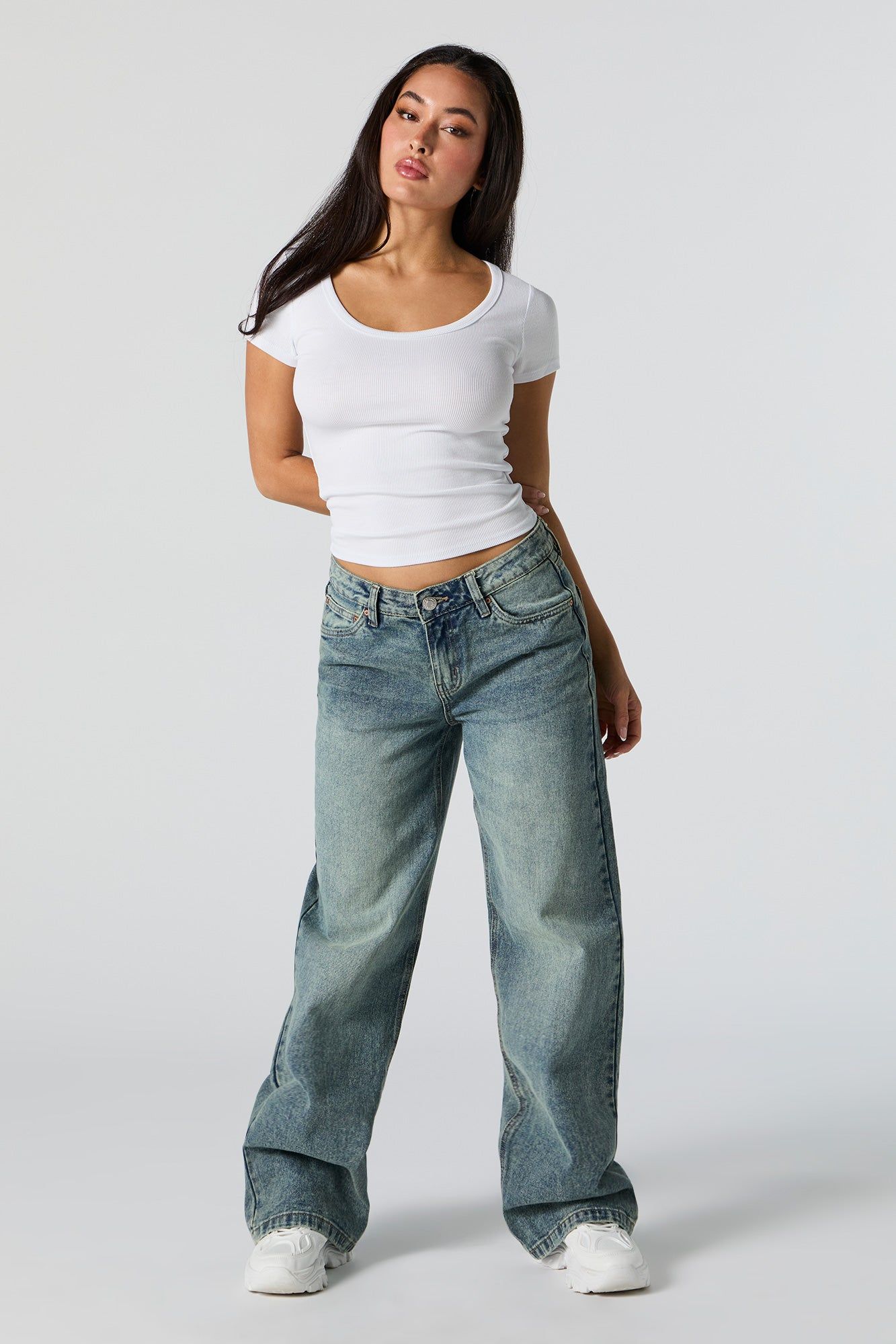 Ribbed Scoop Neck T-Shirt sold by Urban Planet product image thumbnail 3