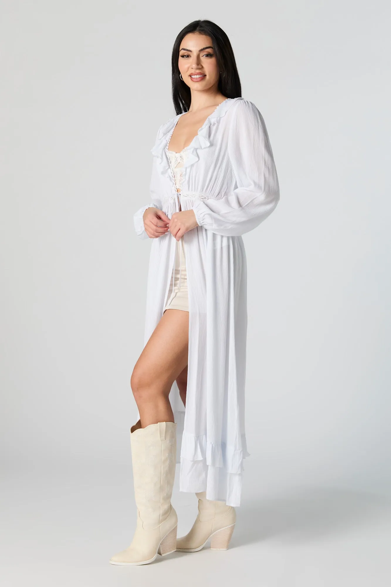 Front Tie Longline Kimono sold by Urban Planet product image thumbnail 2