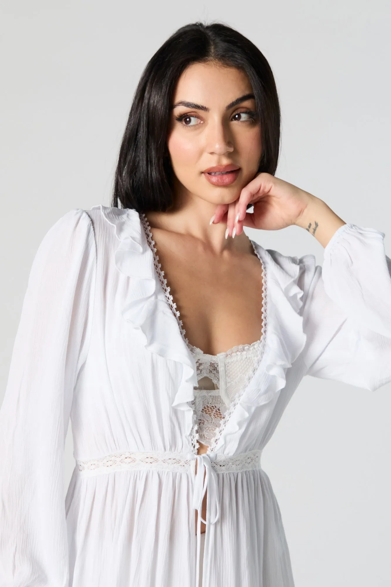 Front Tie Longline Kimono sold by Urban Planet product image thumbnail 4