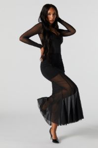 Satin Mesh Long Sleeve Bustier Bodysuit sold by Urban Planet