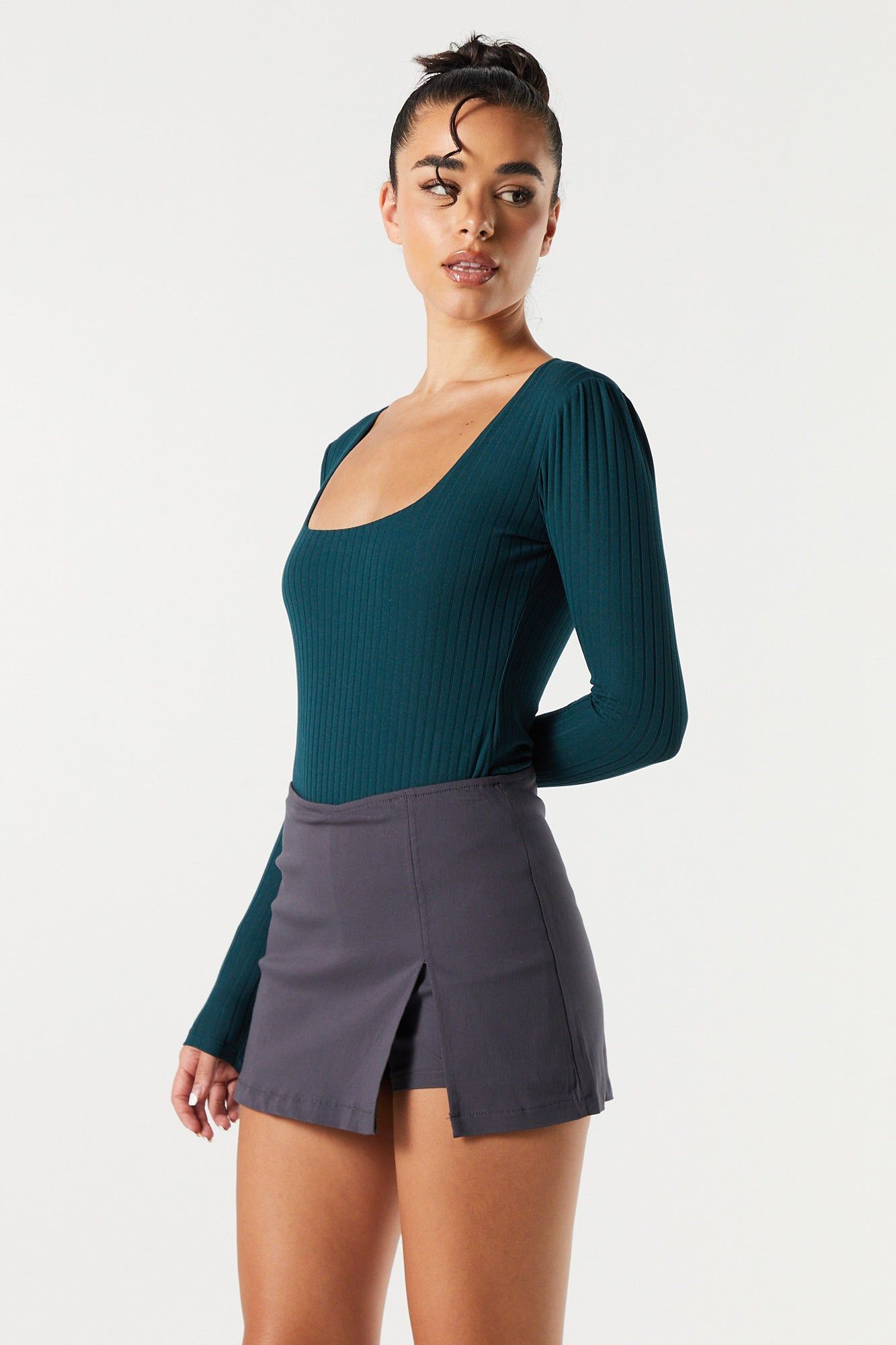 Combiné côtelé à encolure carrée et manches longues sold by Urban Planet product image thumbnail 11