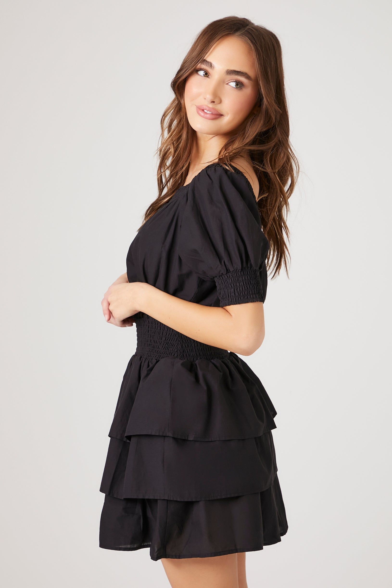 Puff Sleeve Tiered Mini Dress sold by Urban Planet product image thumbnail 7