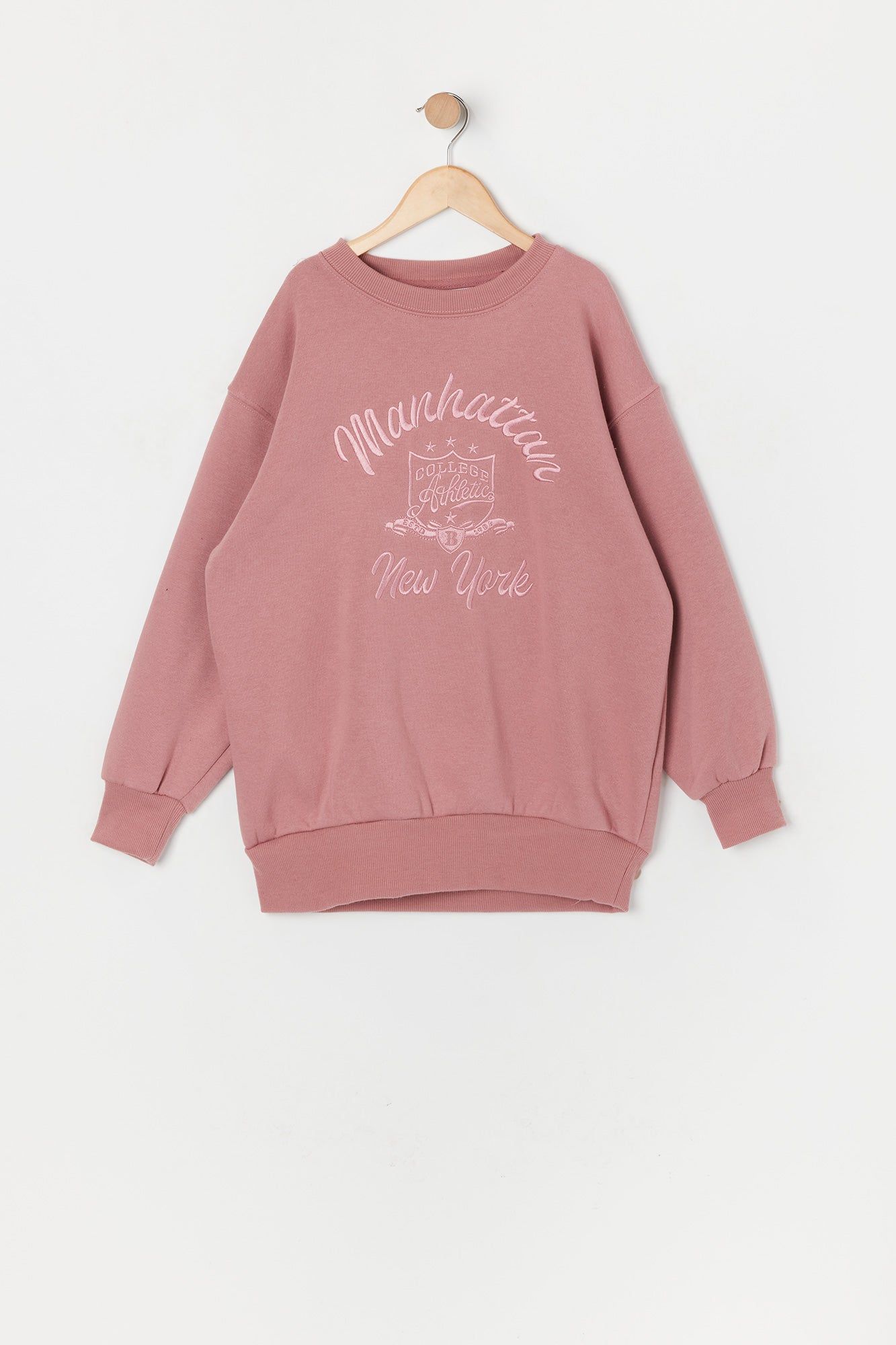 Girls Oversized Manhattan Embroidered Sweatshirt sold by Urban Planet