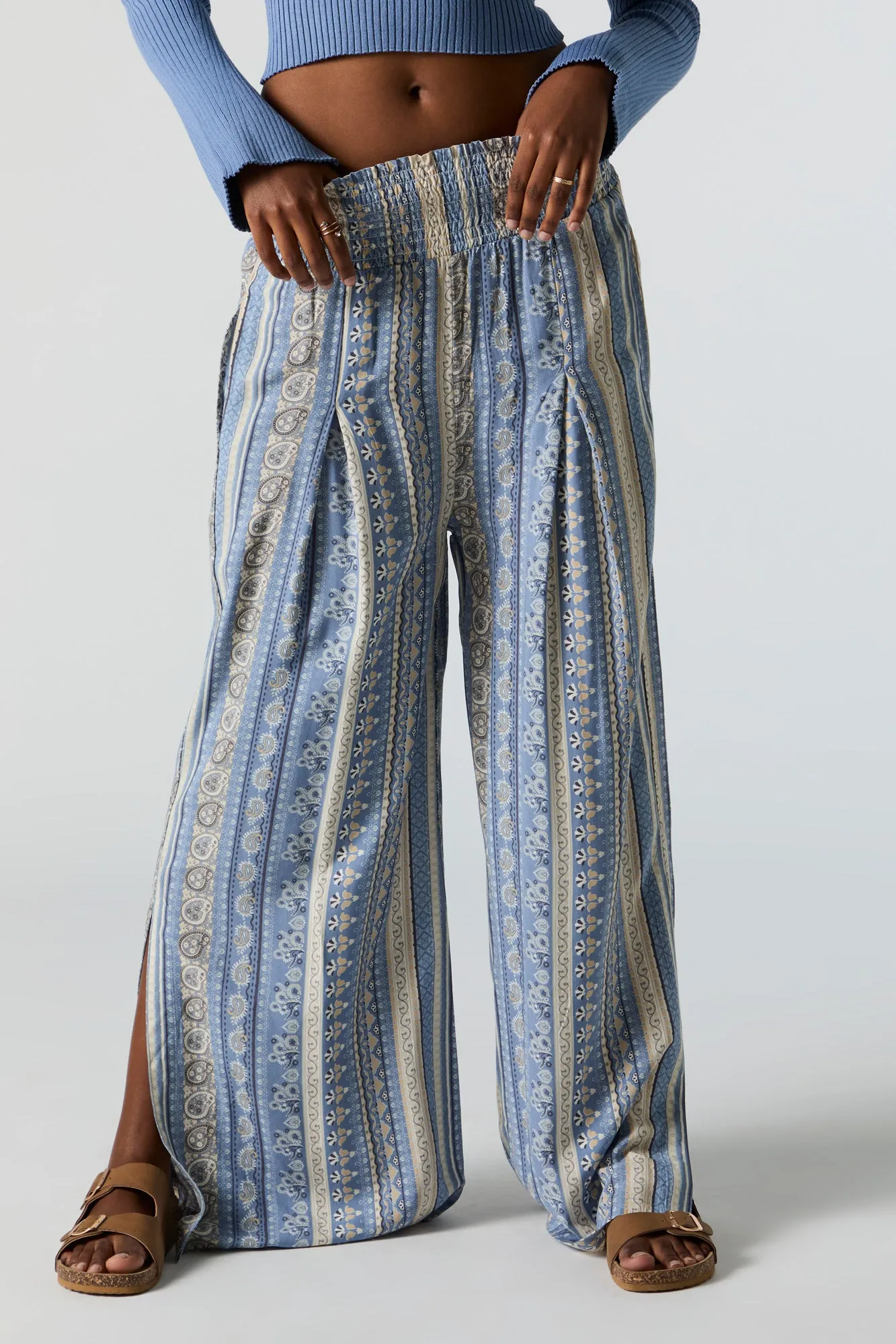 Paisley Print Smocked Palazzo Pant sold by Urban Planet product image thumbnail 2