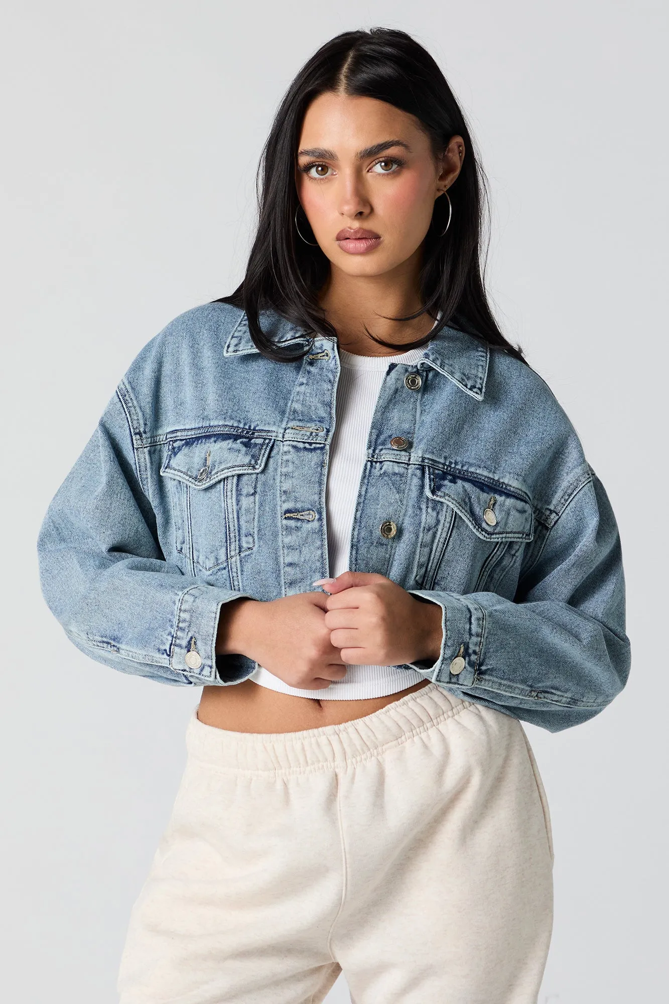 Cropped Denim Jacket sold by Urban Planet product image thumbnail 4