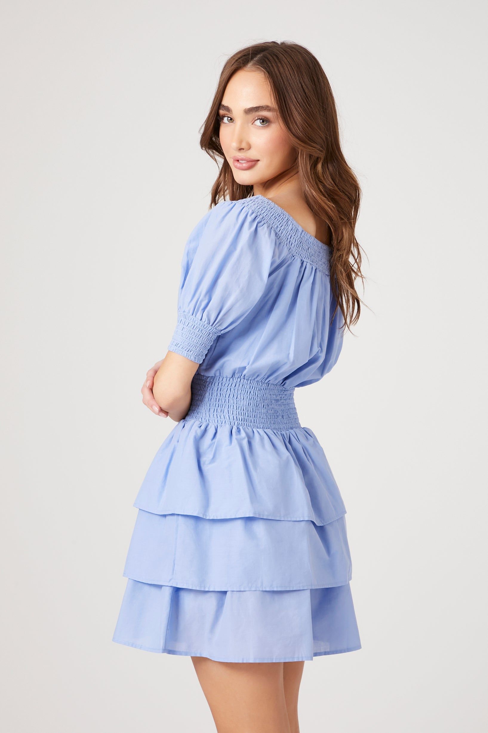 Puff Sleeve Tiered Mini Dress sold by Urban Planet product image thumbnail 2