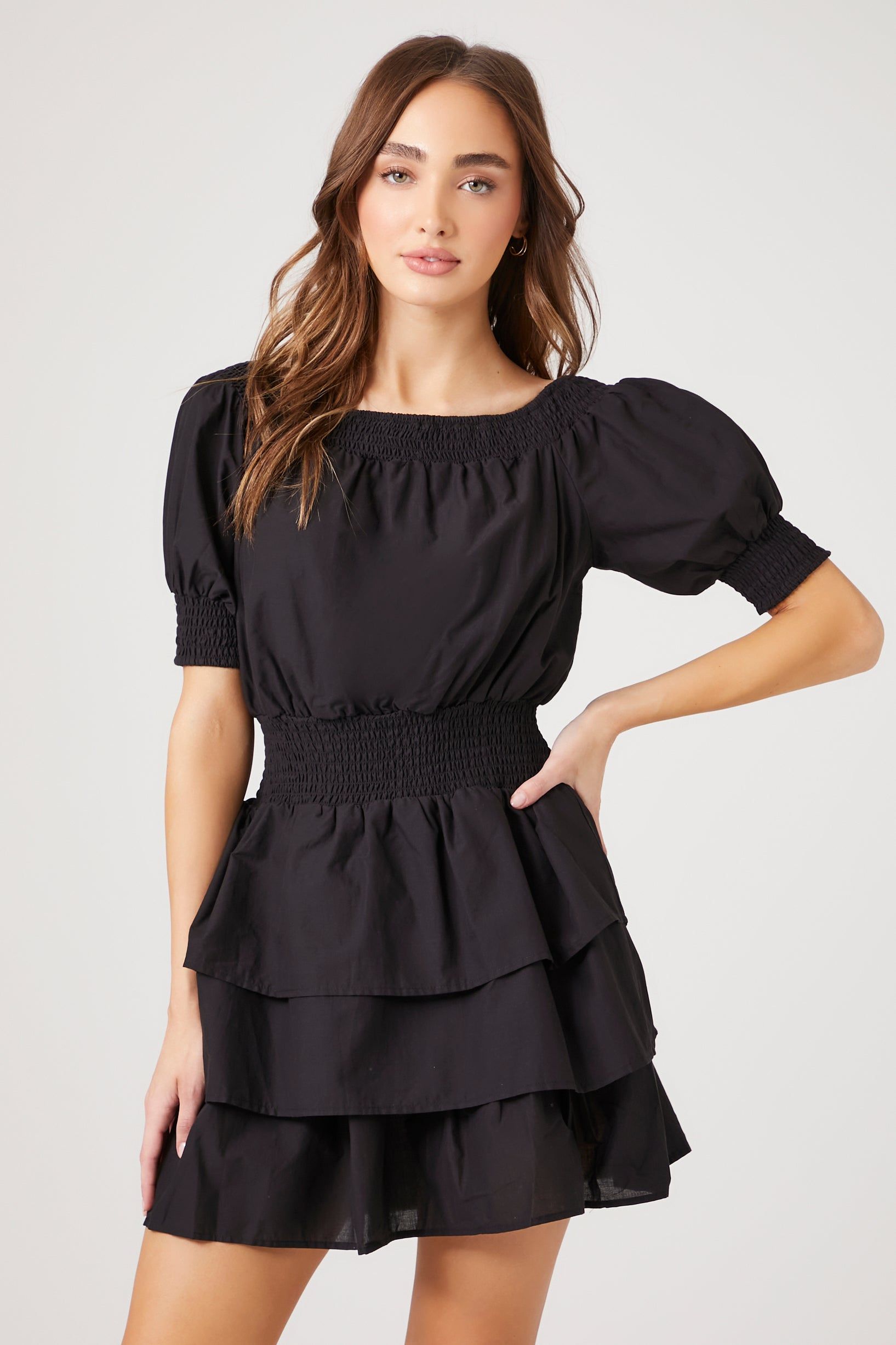 Puff Sleeve Tiered Mini Dress sold by Urban Planet product image thumbnail 6