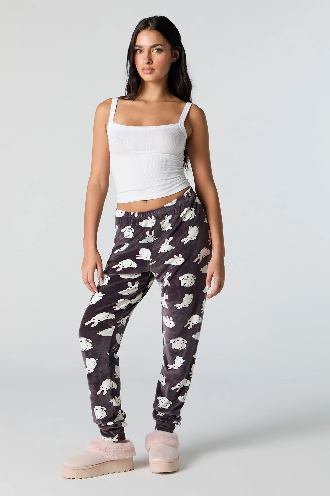 Printed Velour Pajama Jogger sold by Urban Planet product image thumbnail 4