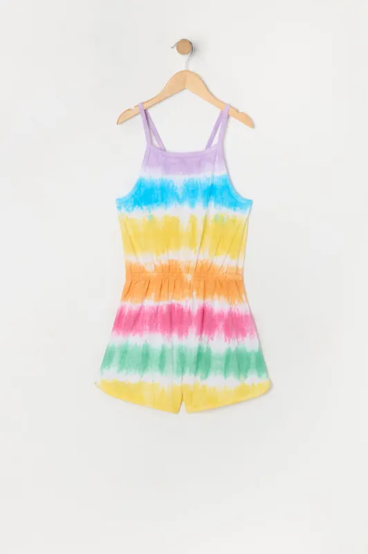 Girls Tie Dye Print Dolphin Hem Romper sold by Urban Planet