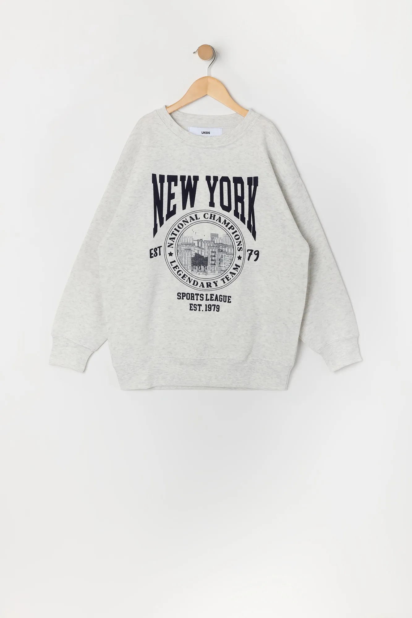 Girls Oversized New York Graphic Fleece Sweatshirt sold by Urban Planet