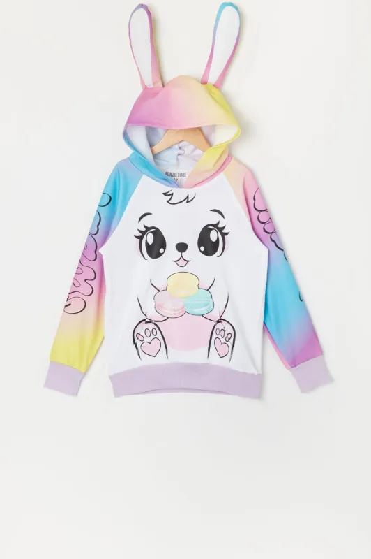 Girls Rainbow Bunny Character Hoodie sold by Urban Planet