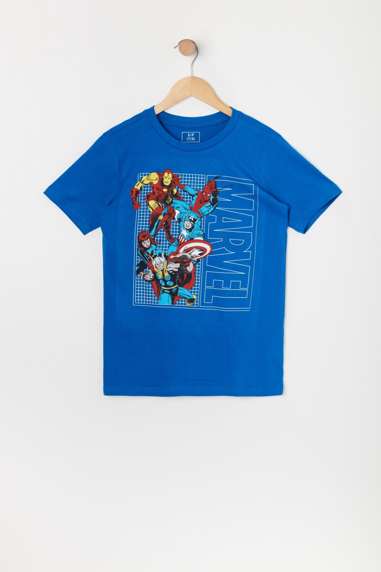Boys Blue Marvel Graphic T-Shirt sold by Urban Planet