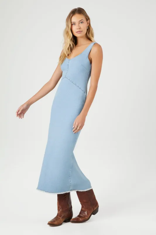 Robe maxi en denim avec franges sold by Urban Planet